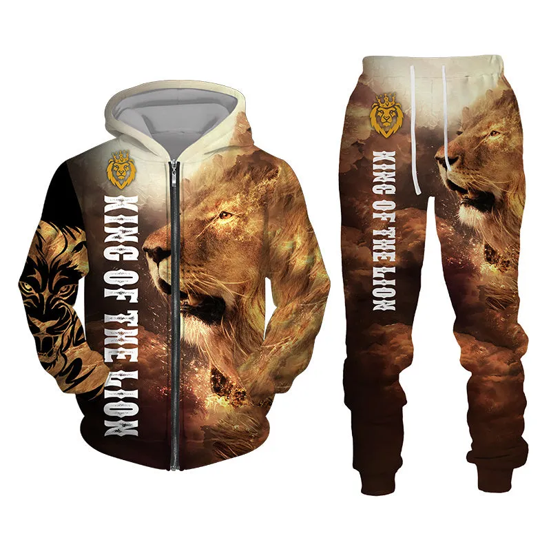 3D Tracksuit Sets Lion Print Edition Desert