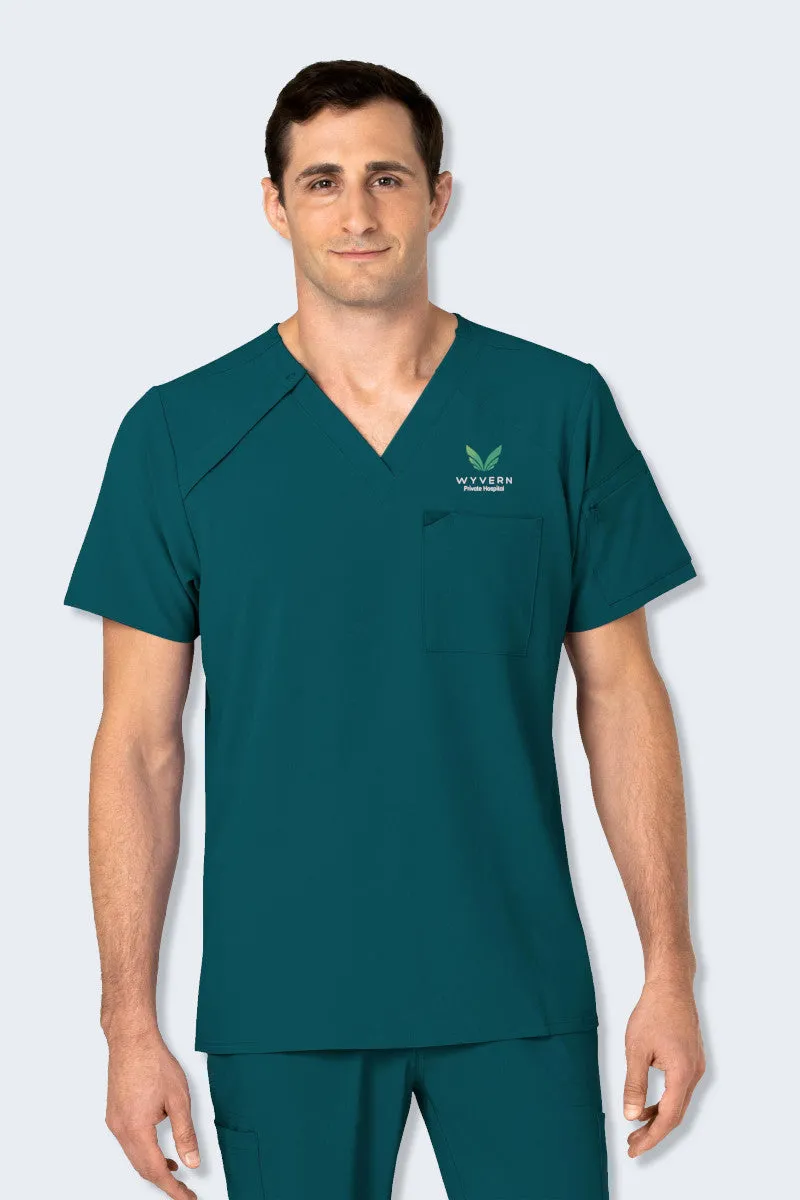 6034 WYVERN WonderWink Renew Men's EZ Zip Scrub Top Caribbean