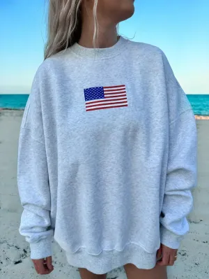 AMERICAN FLAG EMBROIDERED SWEATSHIRT