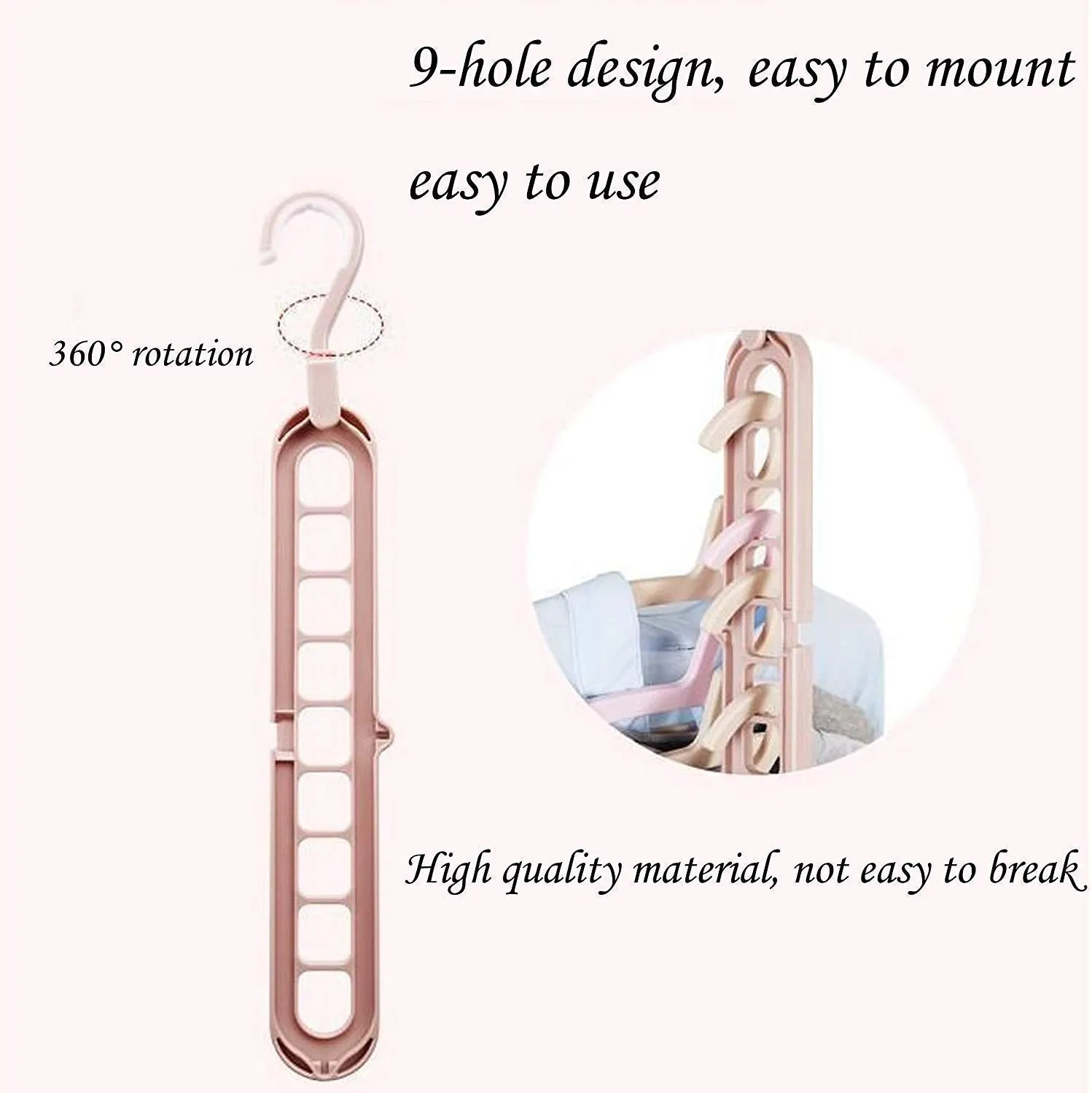 Anti-Skid Plastic 9-Holes Magic Wardrobe Folding Hangers