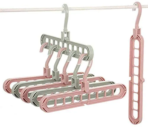 Anti-Skid Plastic 9-Holes Magic Wardrobe Folding Hangers