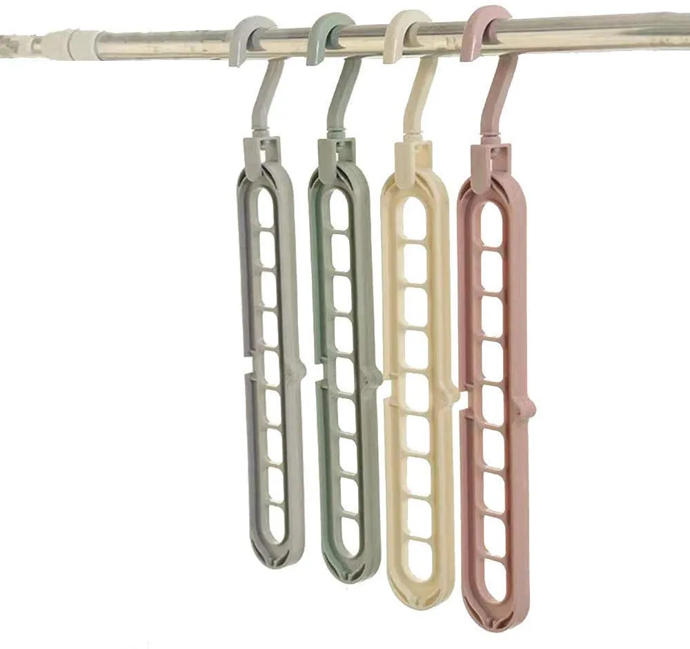 Anti-Skid Plastic 9-Holes Magic Wardrobe Folding Hangers