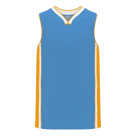 Athletic Knit (AK) B1715A-473 Adult Sky Blue/Gold/White Pro Basketball Jersey