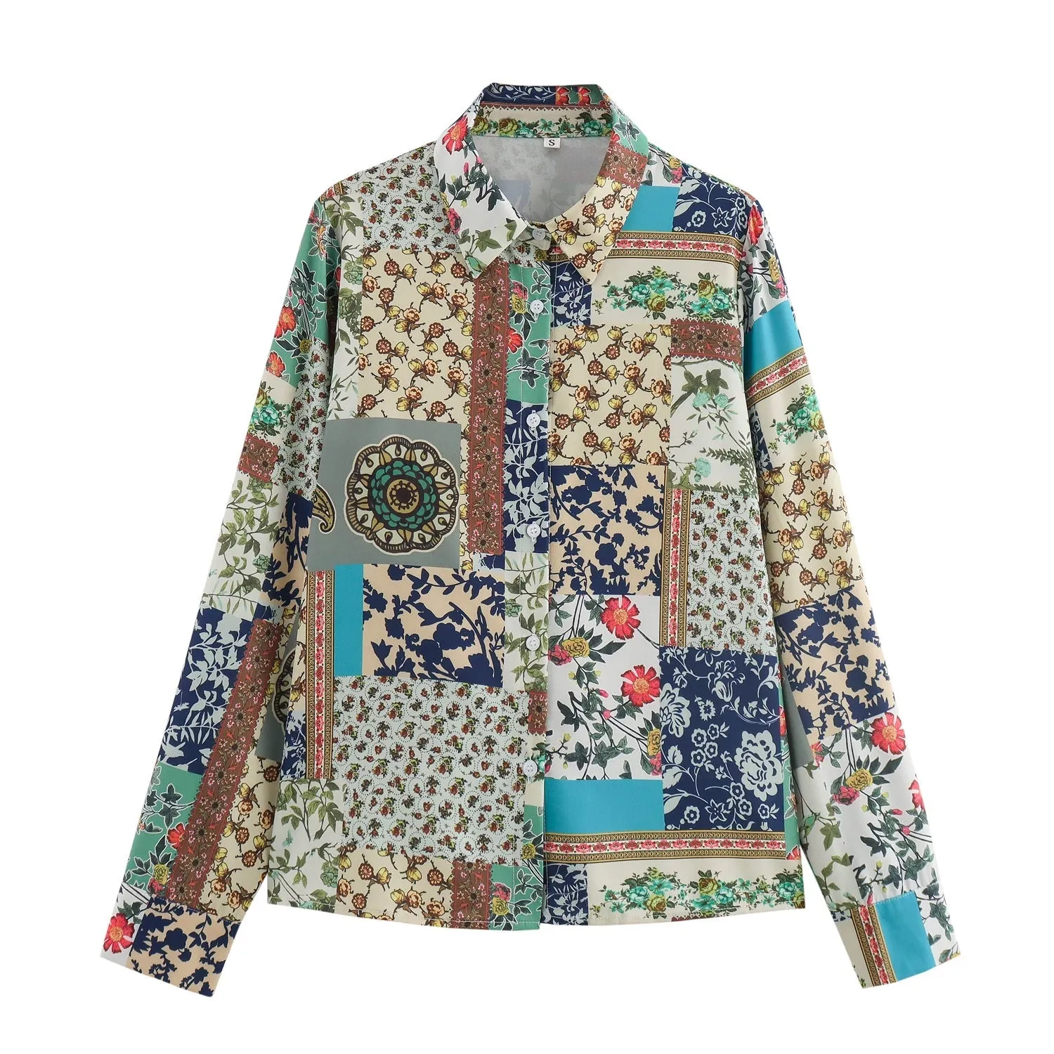 Autumn Winter Street Patchwork Printed Texture Shirt