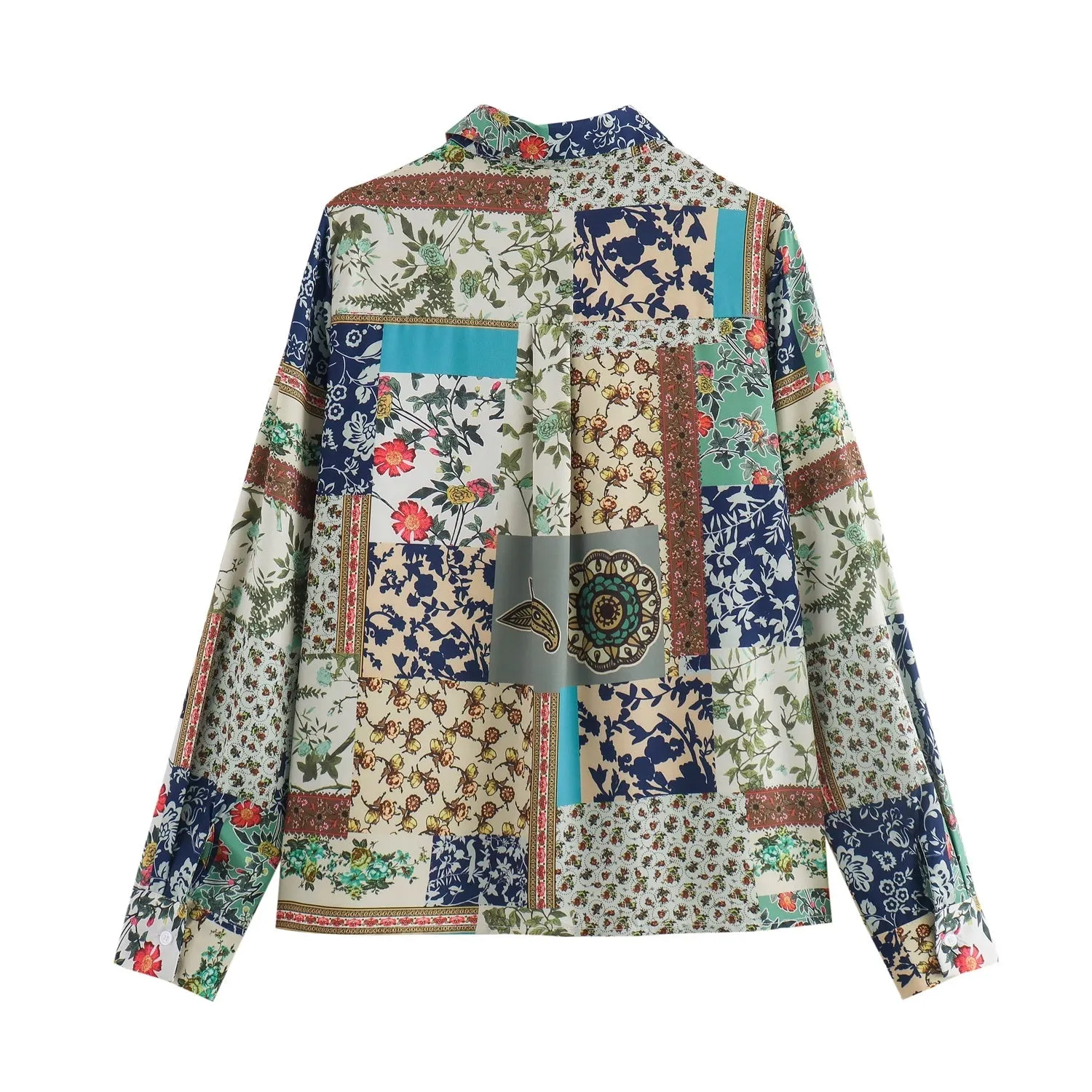 Autumn Winter Street Patchwork Printed Texture Shirt