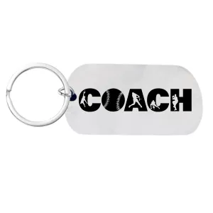 Baseball Coach Stainless Steel Keychain