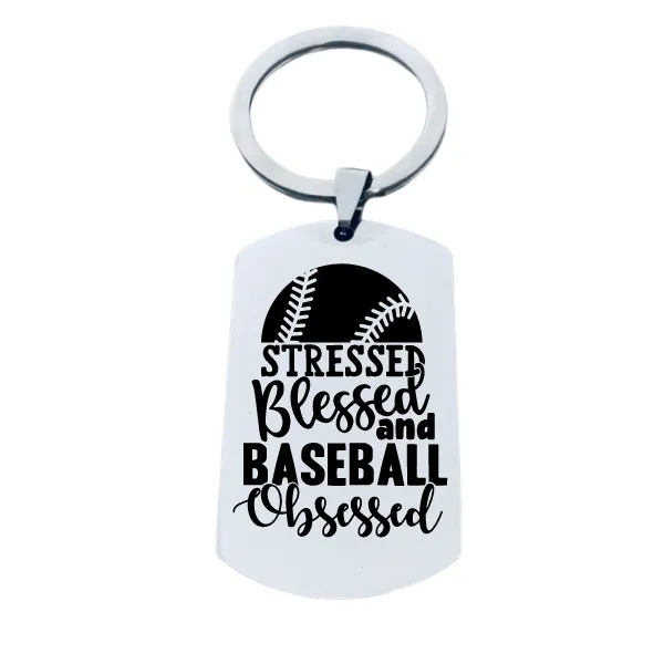 Baseball Keychain - Stressed Blessed & Baseball Obessed