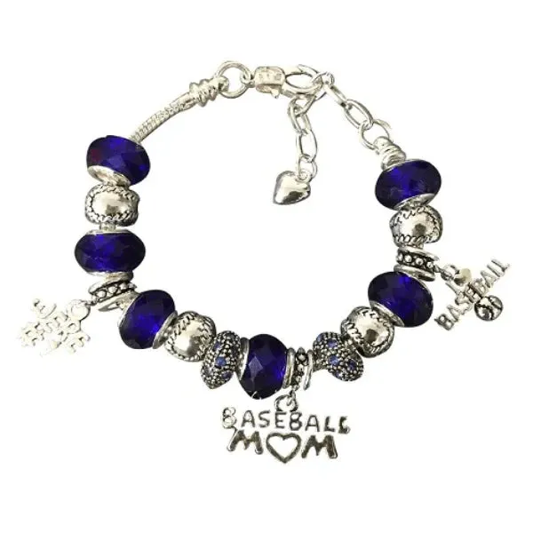 Baseball Mom Beaded Charm Bracelet- Pick Color