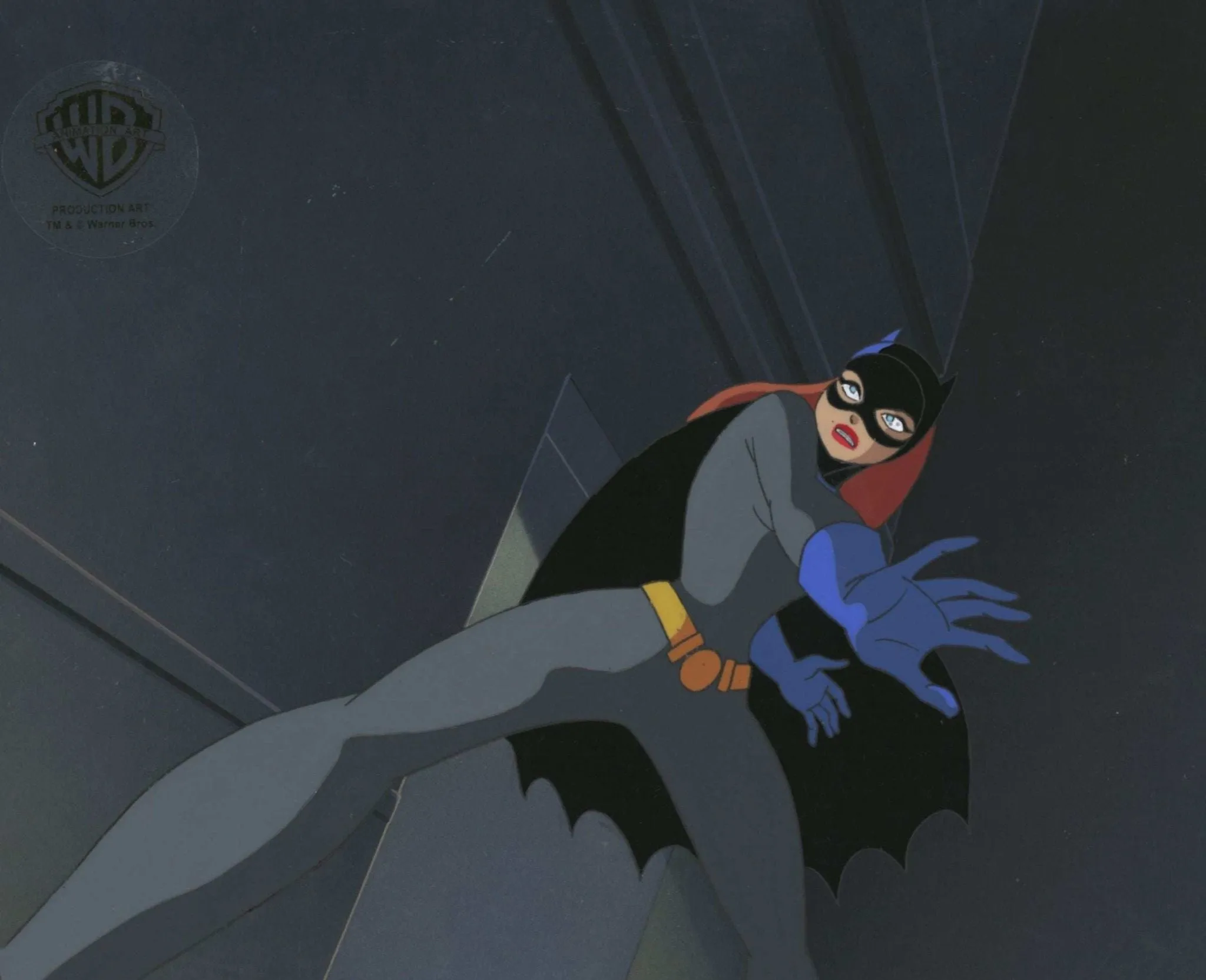 Batman The Animated Series Original Production Cel On Original Background: Batgirl