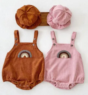 Bizzi Growin Rainbow Corduroy Romper And Hat 2 Colours