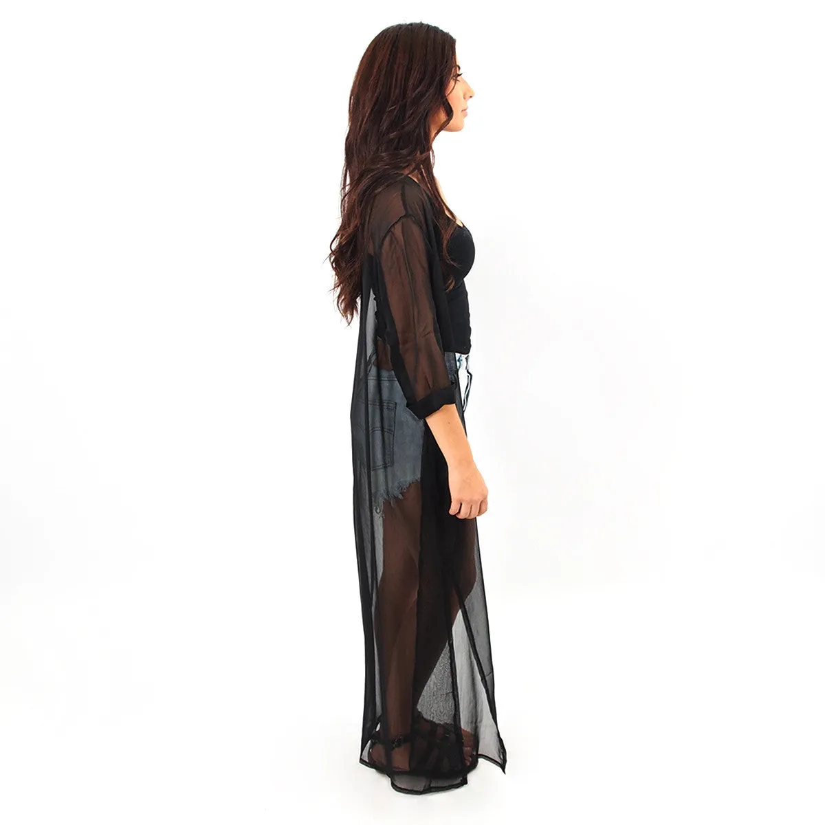 Black Chiffon Beach Cover