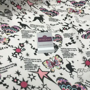 Black Cream Retro Butterfly Printed Light Chiffon Fabric 150 cm MK1084-11