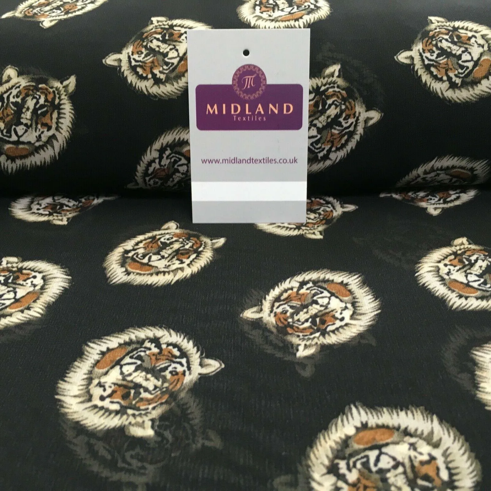 Black Tiger Printed Light Chiffon High Street Fabric 150 cm Wide MK1084-9