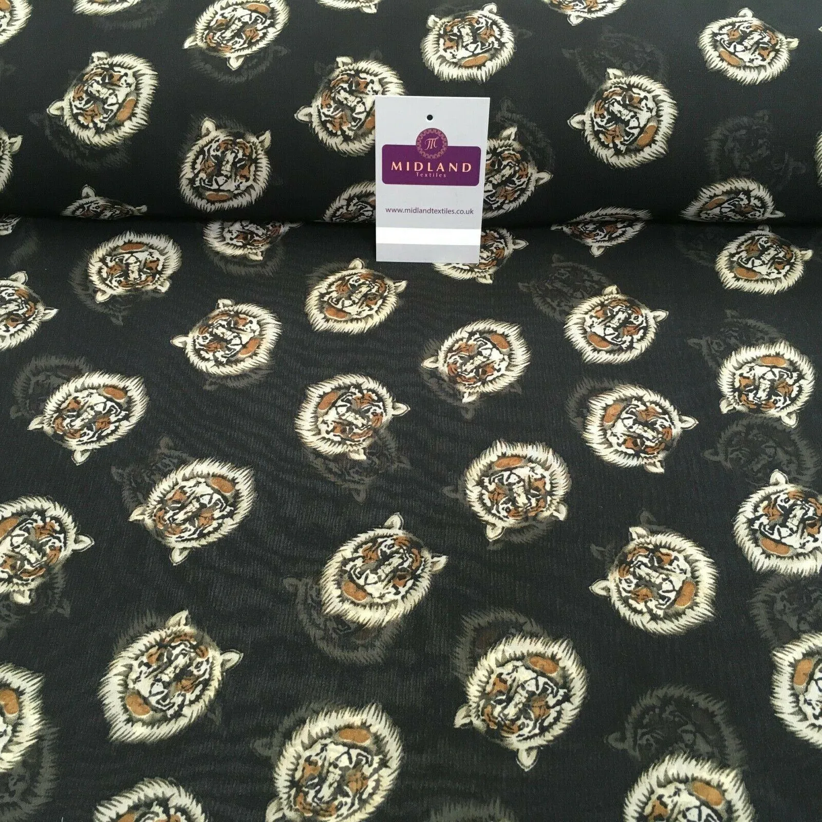 Black Tiger Printed Light Chiffon High Street Fabric 150 cm Wide MK1084-9