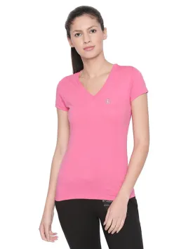 Bodyactive Women V Neck Tee-TS14-PIBL