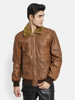 Brown Bomber Leather Jacket