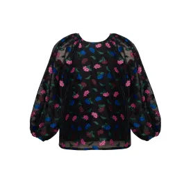 CHIFFON BLOUSE -LOVE BLACK