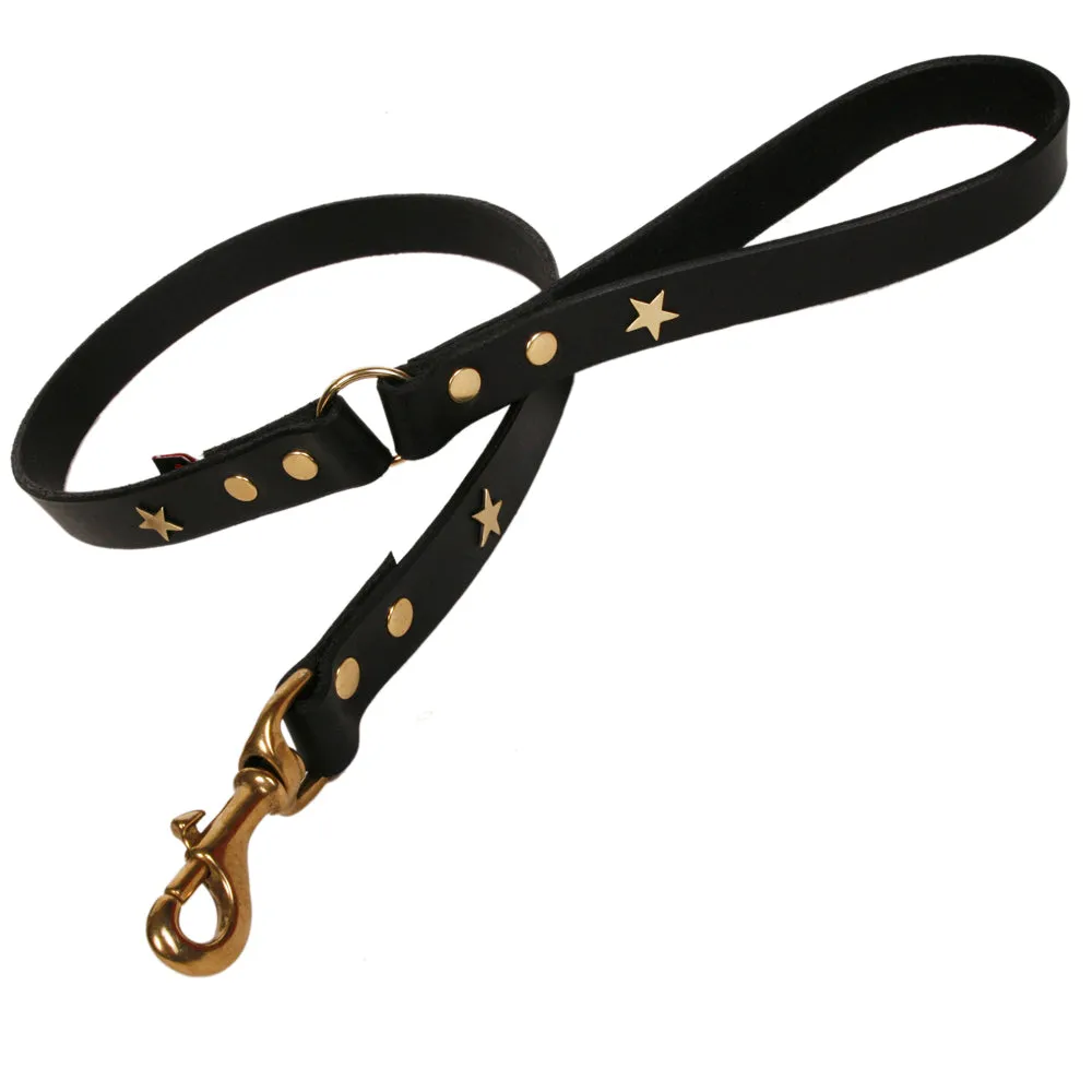 Creature Clothes Black Leather Dog Leads