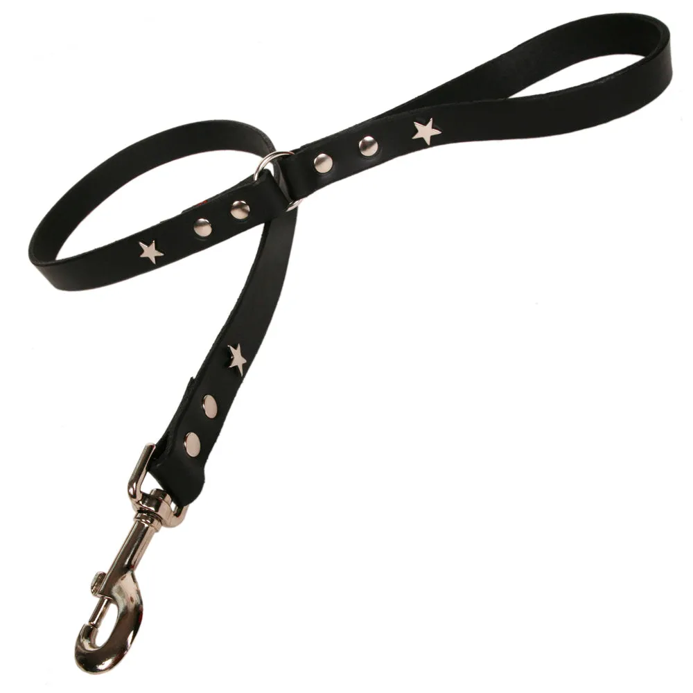 Creature Clothes Black Leather Dog Leads