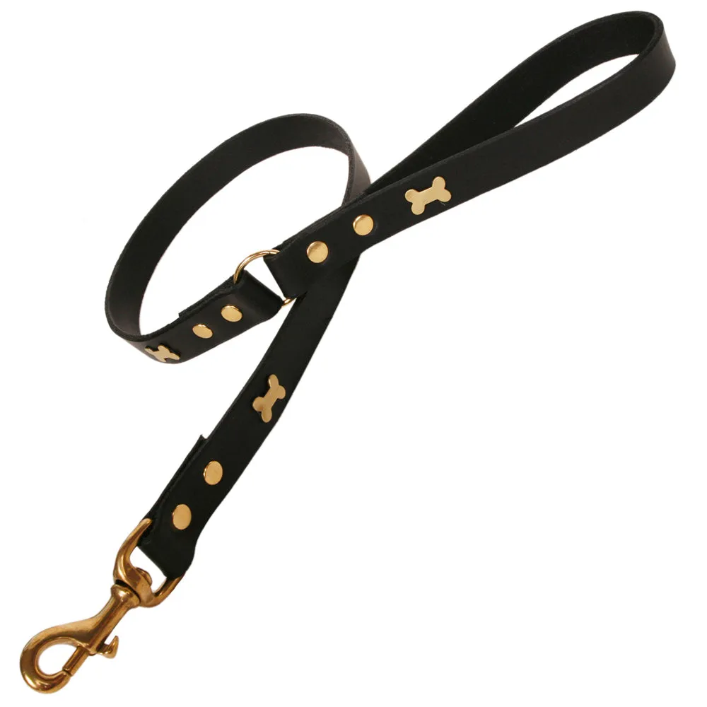 Creature Clothes Black Leather Dog Leads