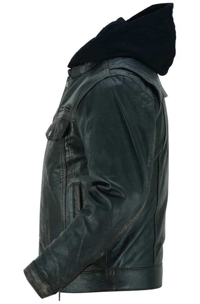 DS782 Men's Lightweight Drum Dyed Distressed Naked Lambskin Jacket