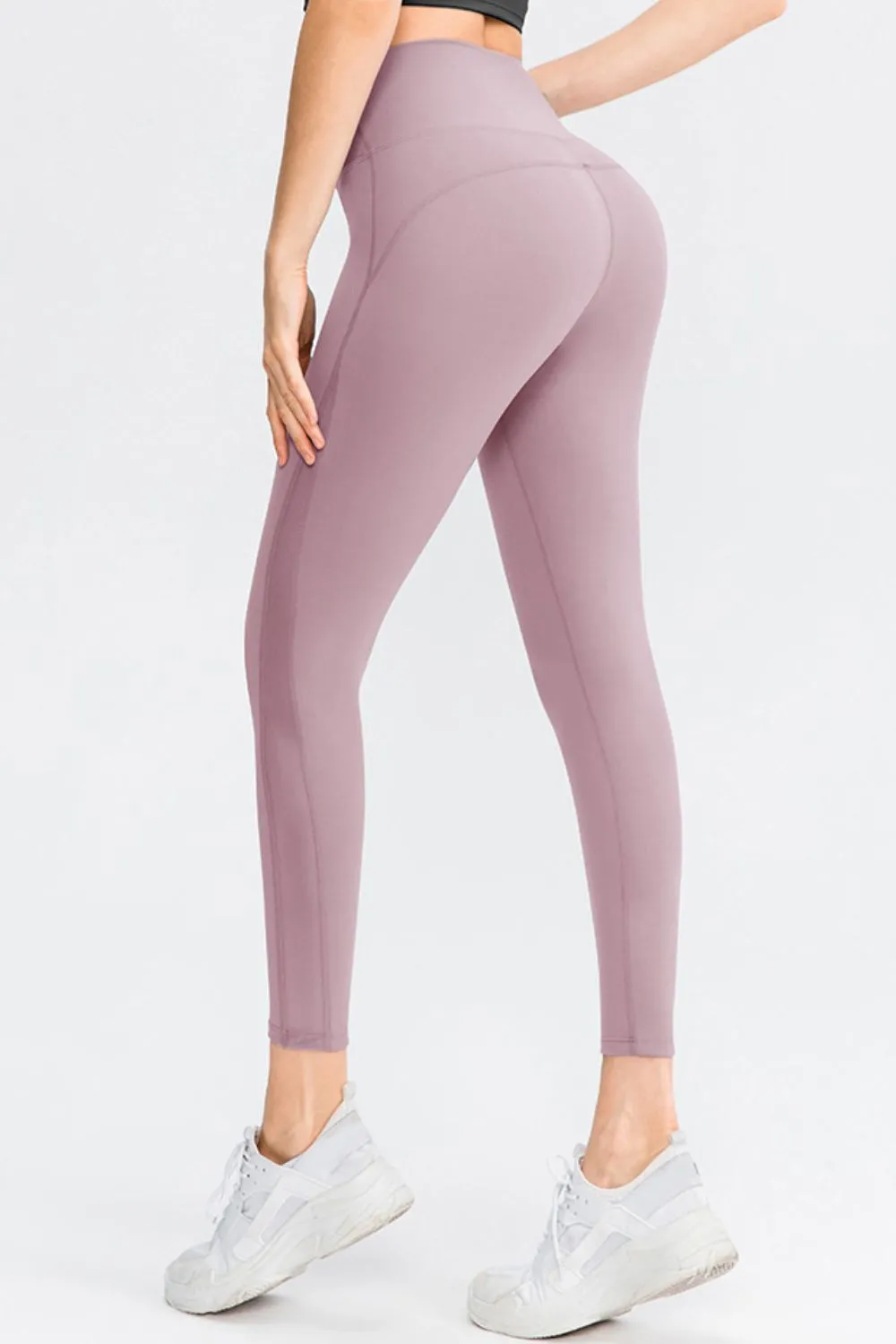 Elastic Waistband Spliced Mesh Yoga Leggings