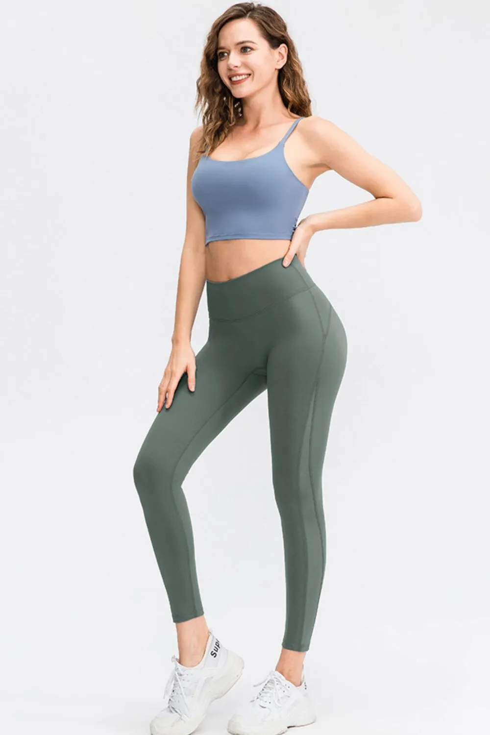 Elastic Waistband Spliced Mesh Yoga Leggings