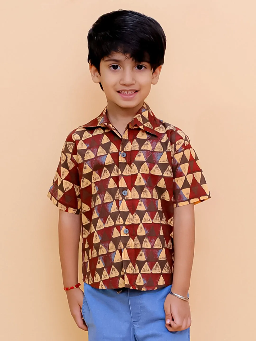 Geometrical Ajrakh Print Boys Shirt