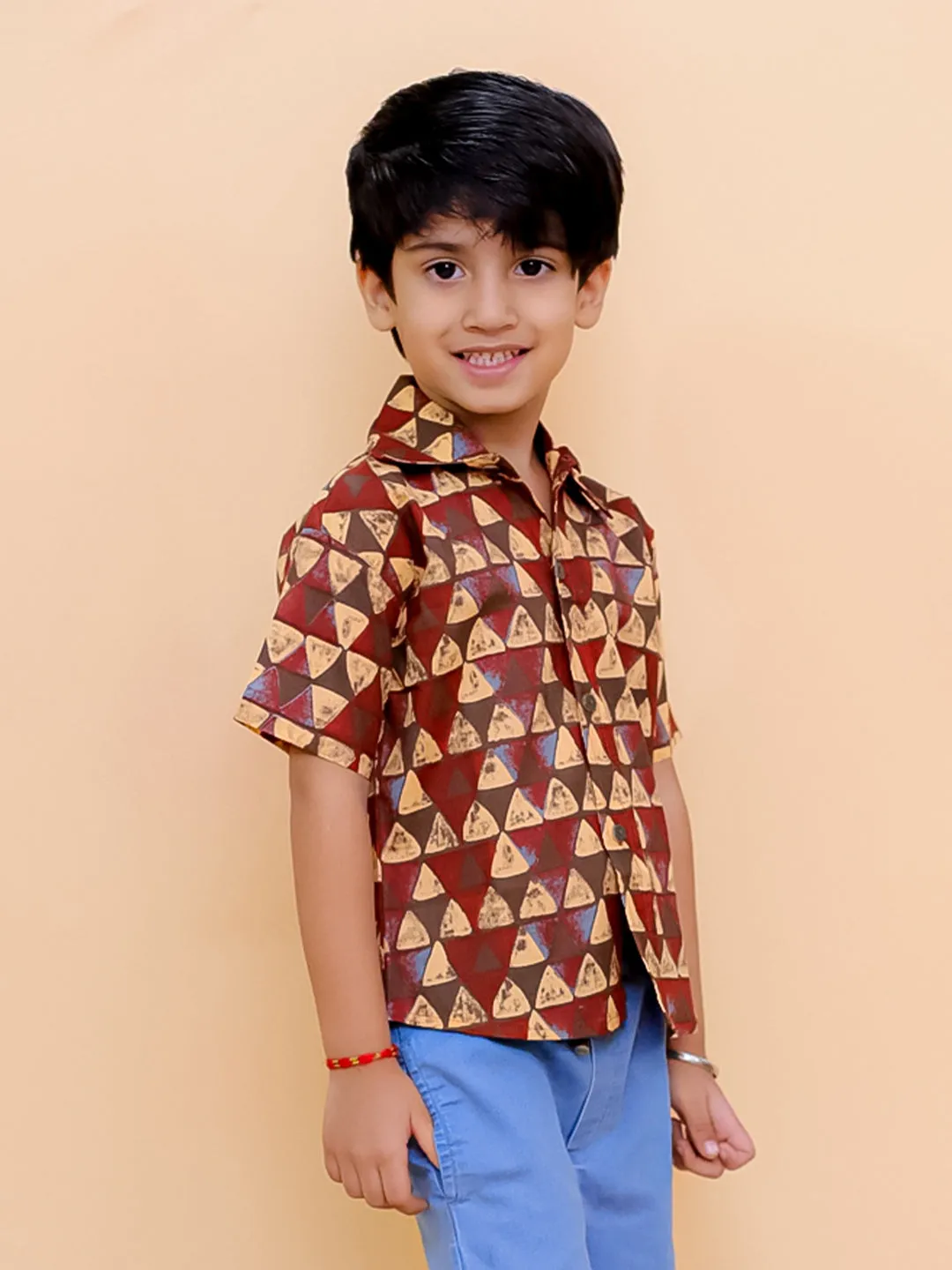 Geometrical Ajrakh Print Boys Shirt