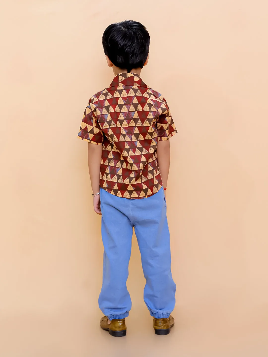 Geometrical Ajrakh Print Boys Shirt