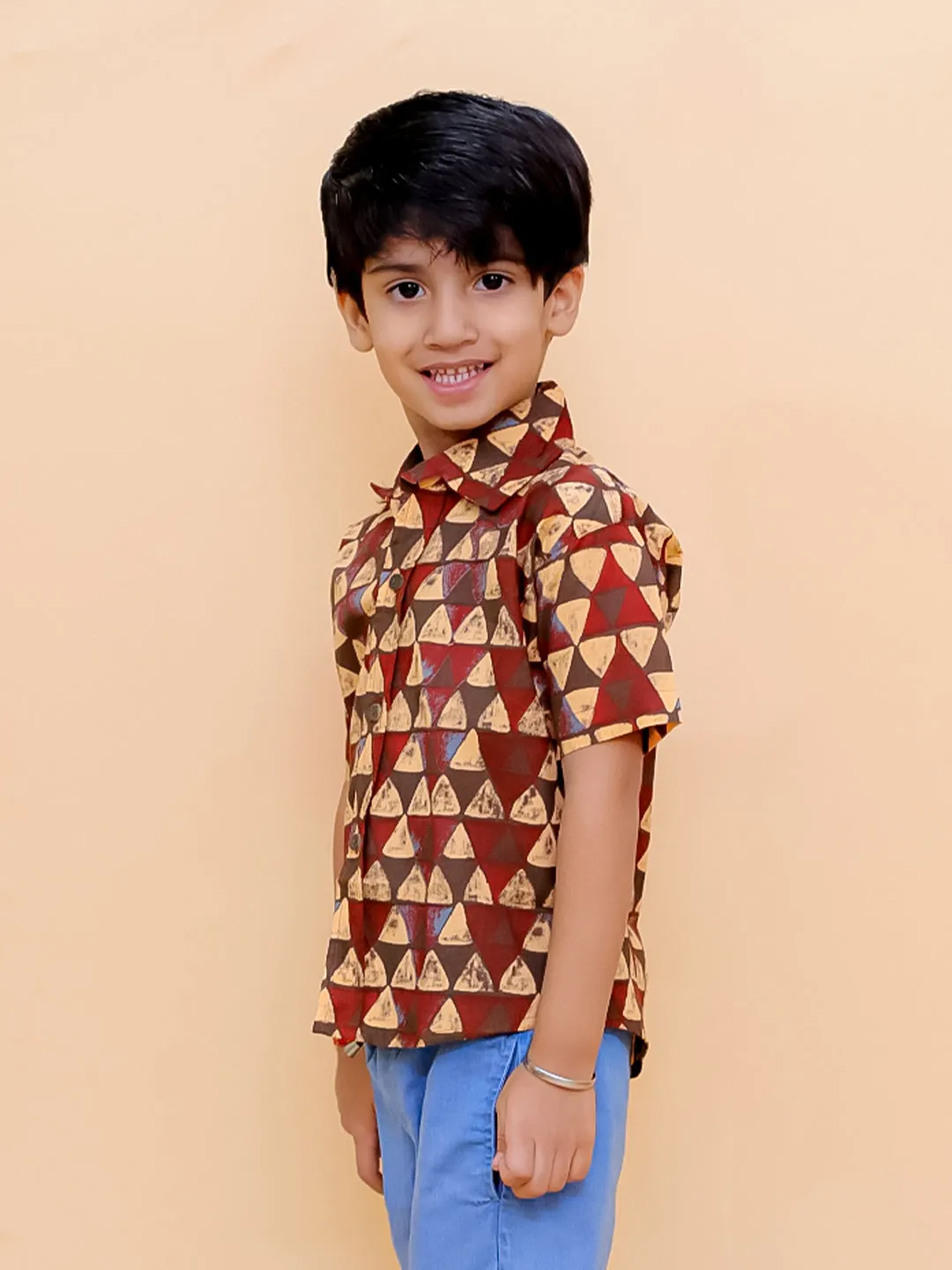 Geometrical Ajrakh Print Boys Shirt