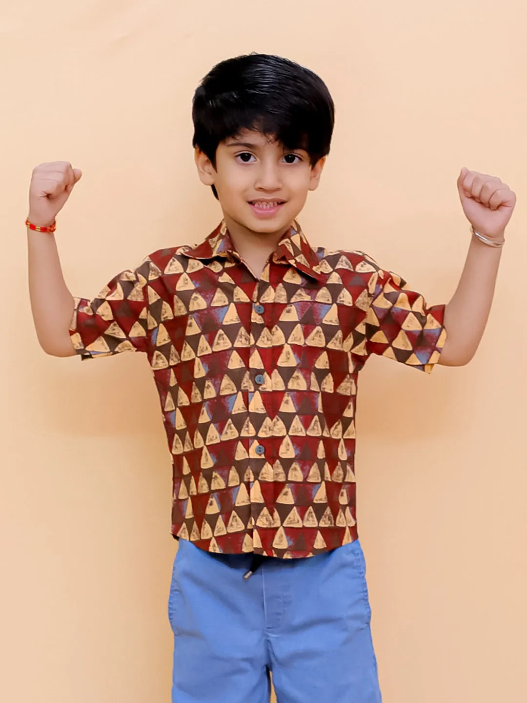 Geometrical Ajrakh Print Boys Shirt