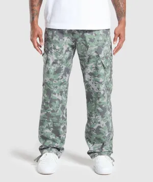 Gymshark Camo Print Woven Cargo Pants - Unit Green