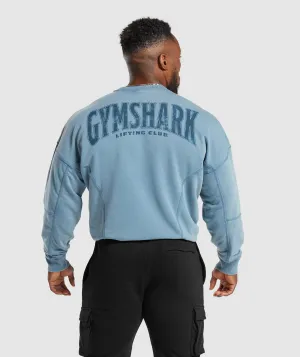 Gymshark Heritage Washed Crew - Faded Blue