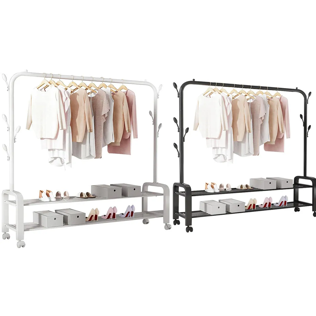 Heavy Duty Portable Clothes Garment Hanging Rack Shoe Storage Shelf Organizer Hanger Dryer