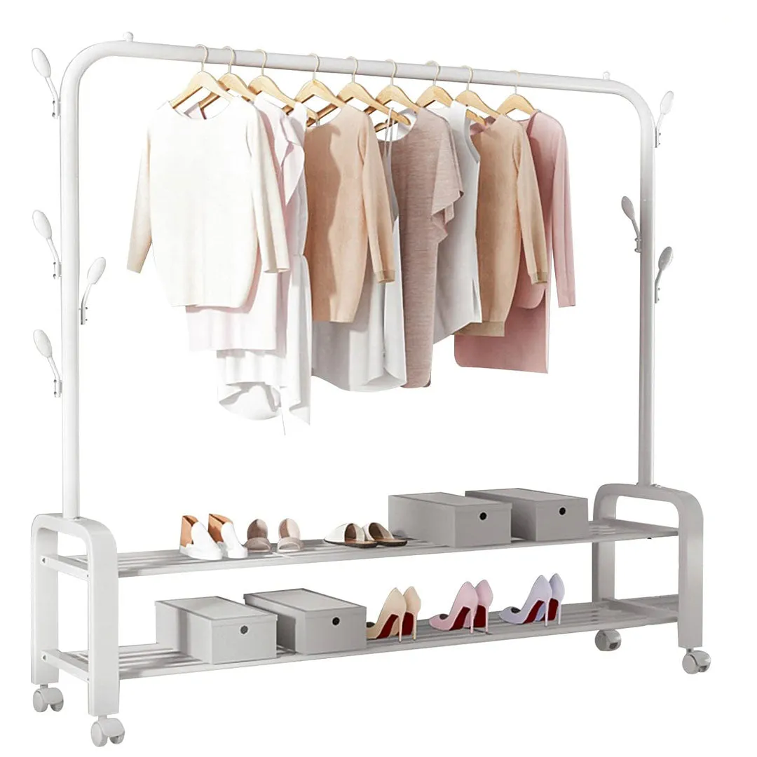 Heavy Duty Portable Clothes Garment Hanging Rack Shoe Storage Shelf Organizer Hanger Dryer