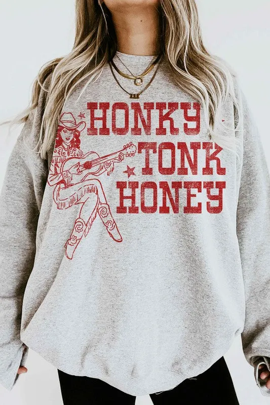 HONKY TONK HONEY WESTERN GRAPHIC SWEATSHIRT