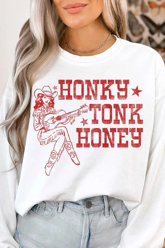 HONKY TONK HONEY WESTERN GRAPHIC SWEATSHIRT