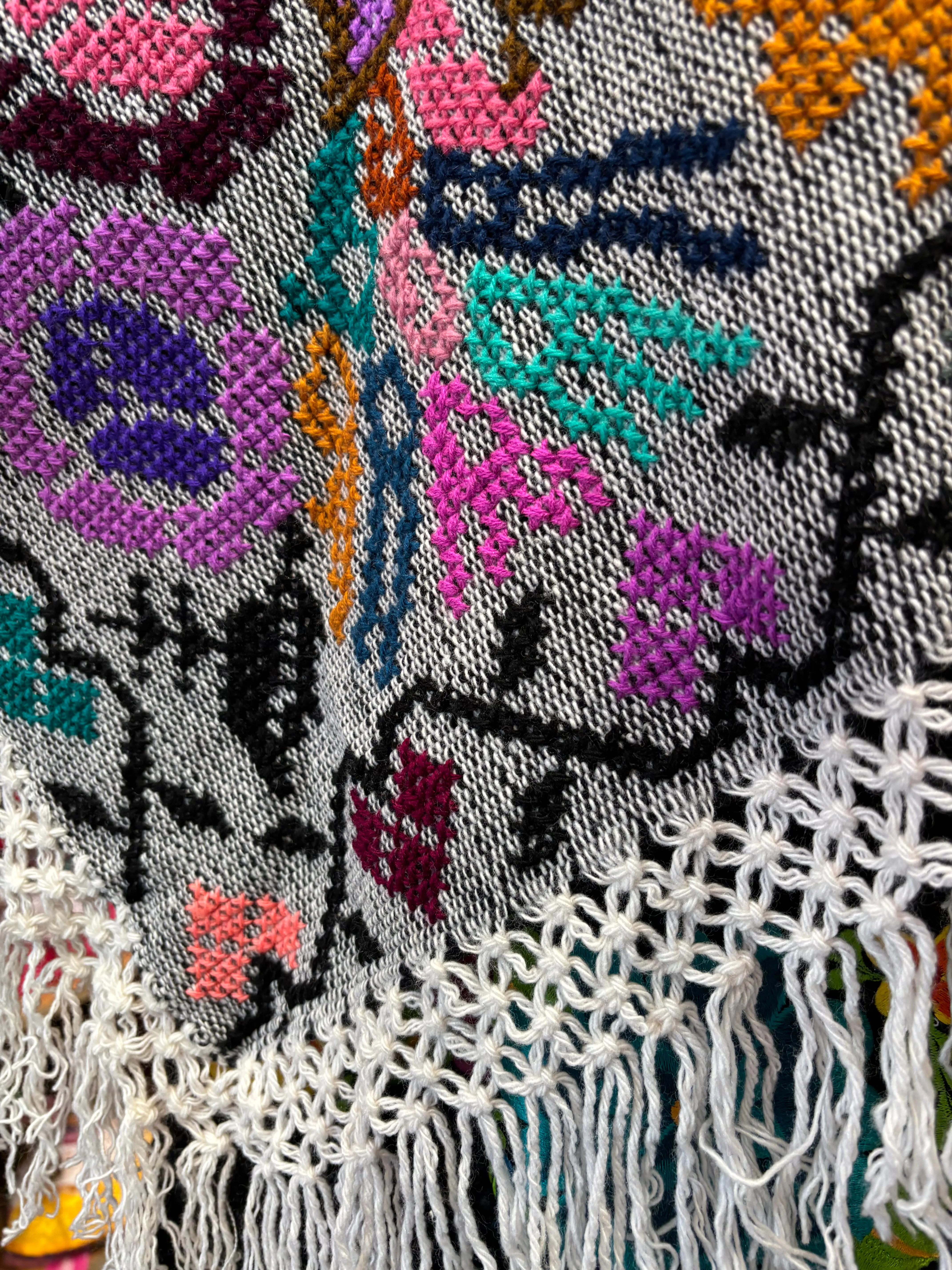 “Hueyapan" Hand-Embroidered Rebozos colorful