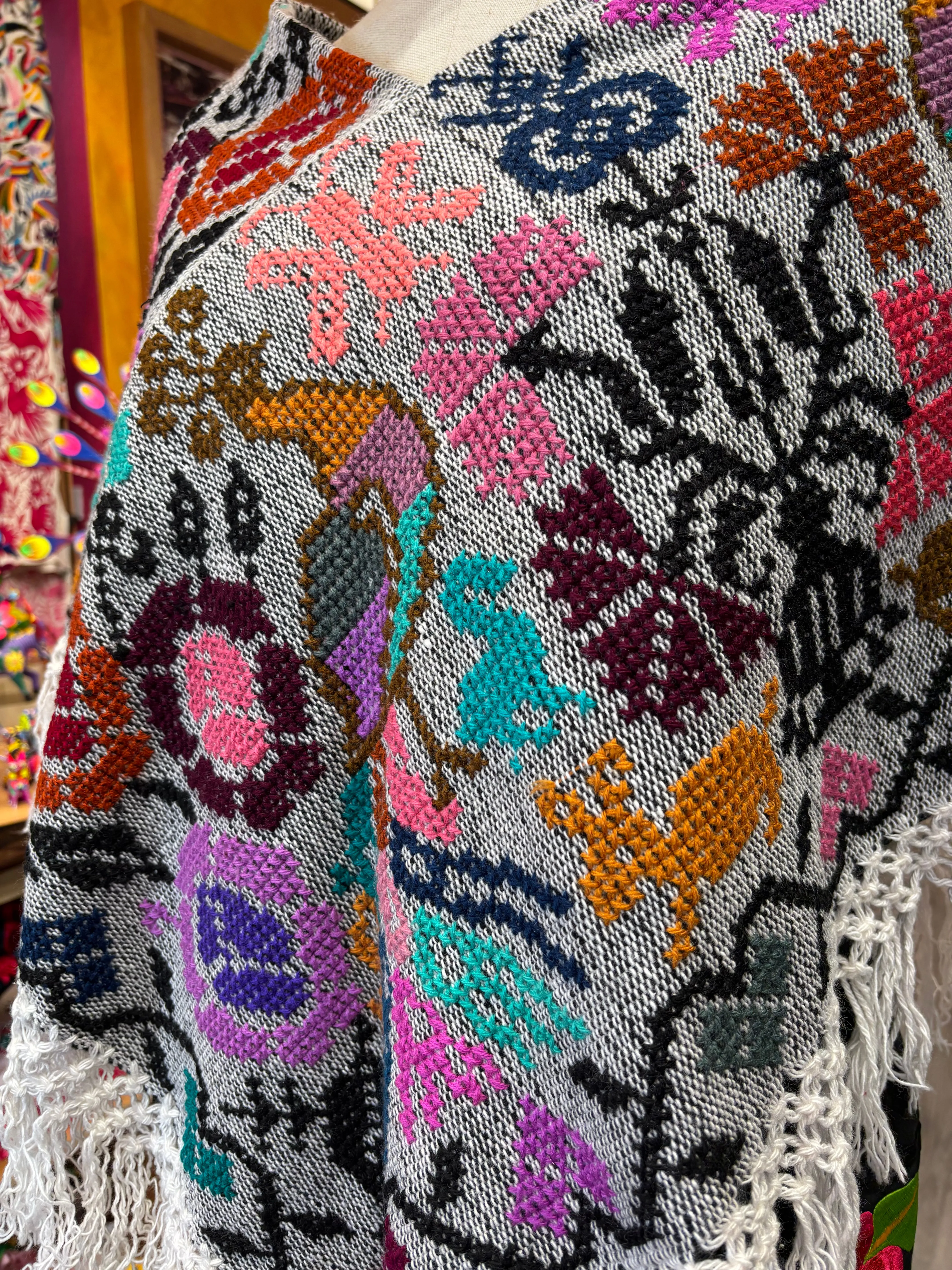 “Hueyapan" Hand-Embroidered Rebozos colorful