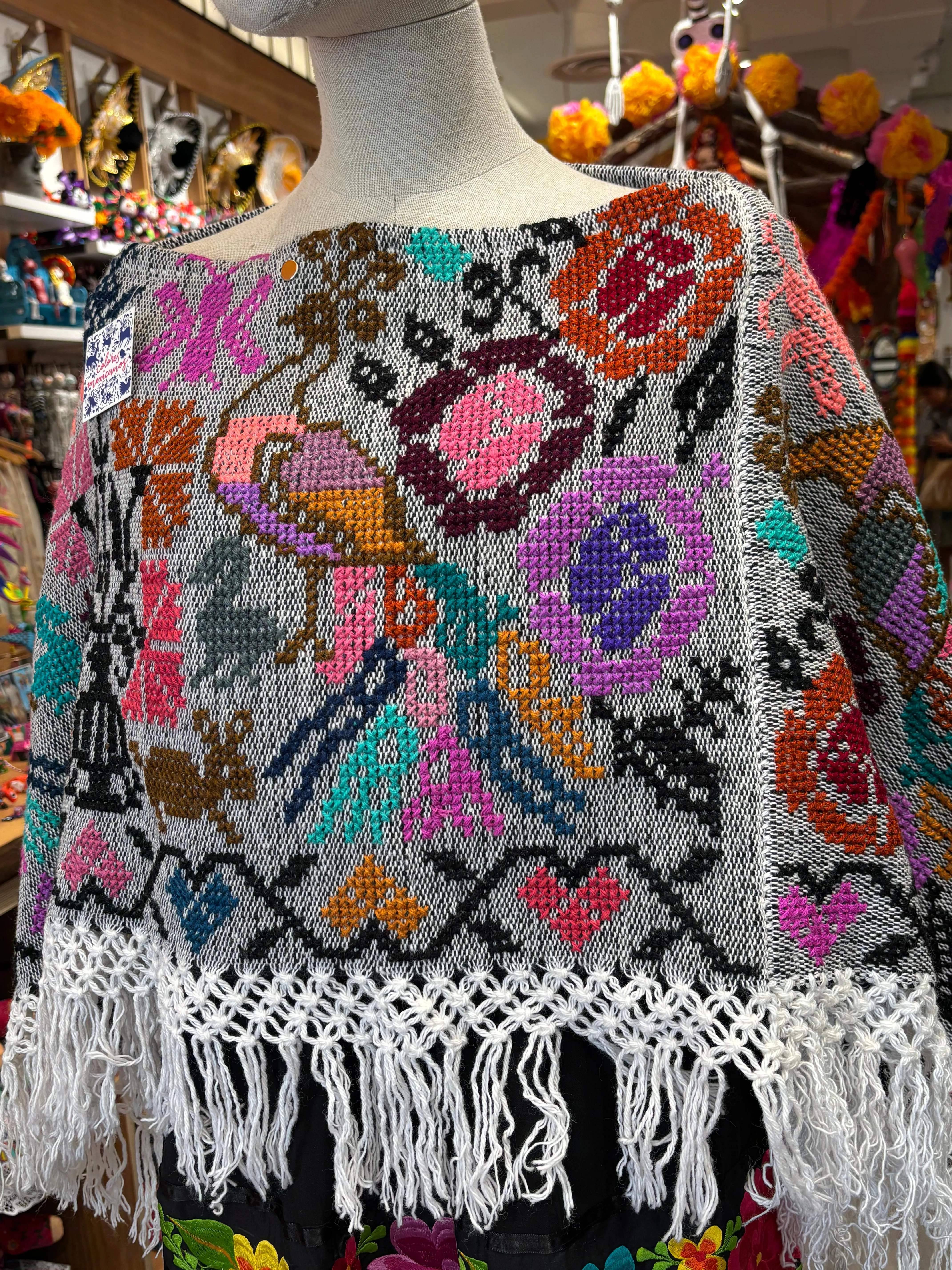 “Hueyapan" Hand-Embroidered Rebozos colorful