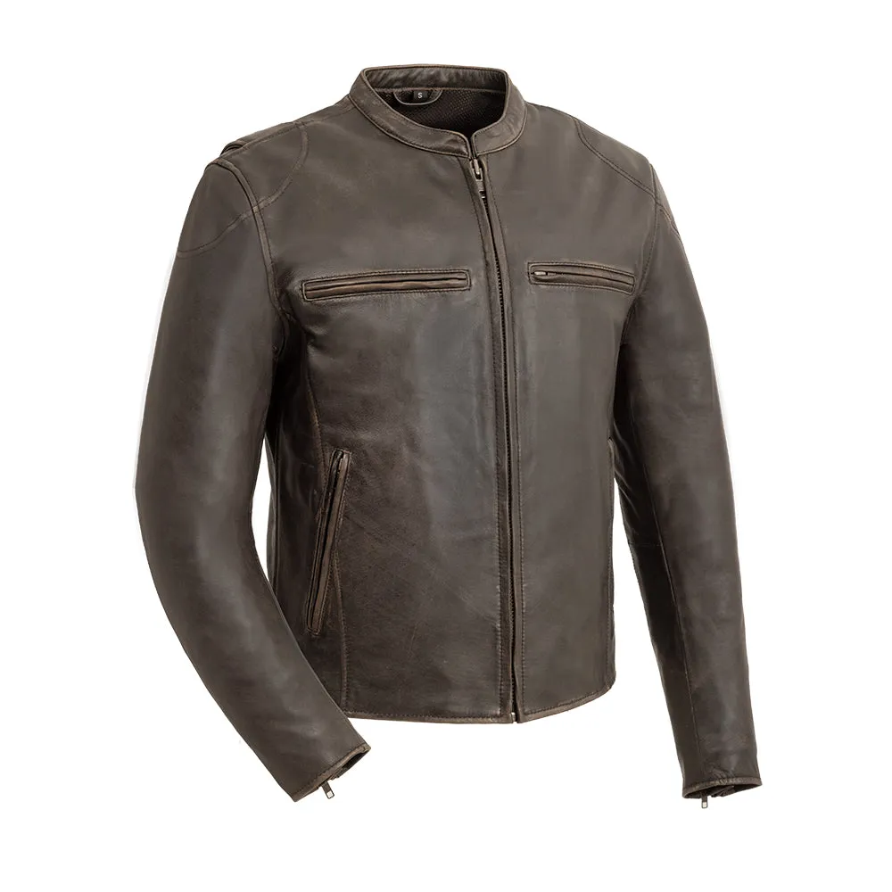 Indy Men's Motorcycle Leather Jacket - Antique Brown