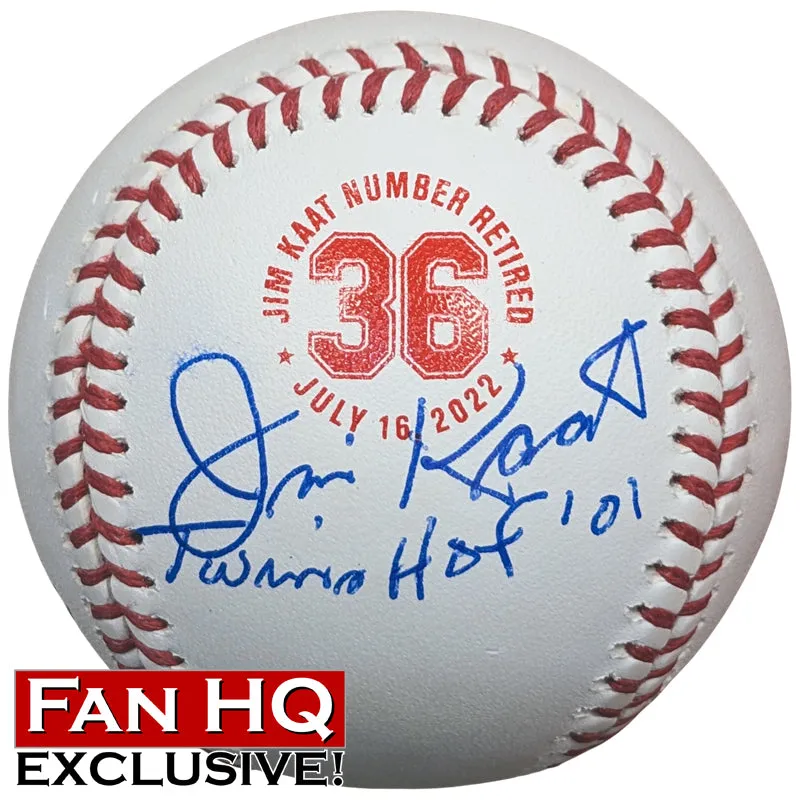 Jim Kaat Signed and Inscribed "Twins HOF '01" Fan HQ Exclusive Number Retired Baseball Minnesota Twins