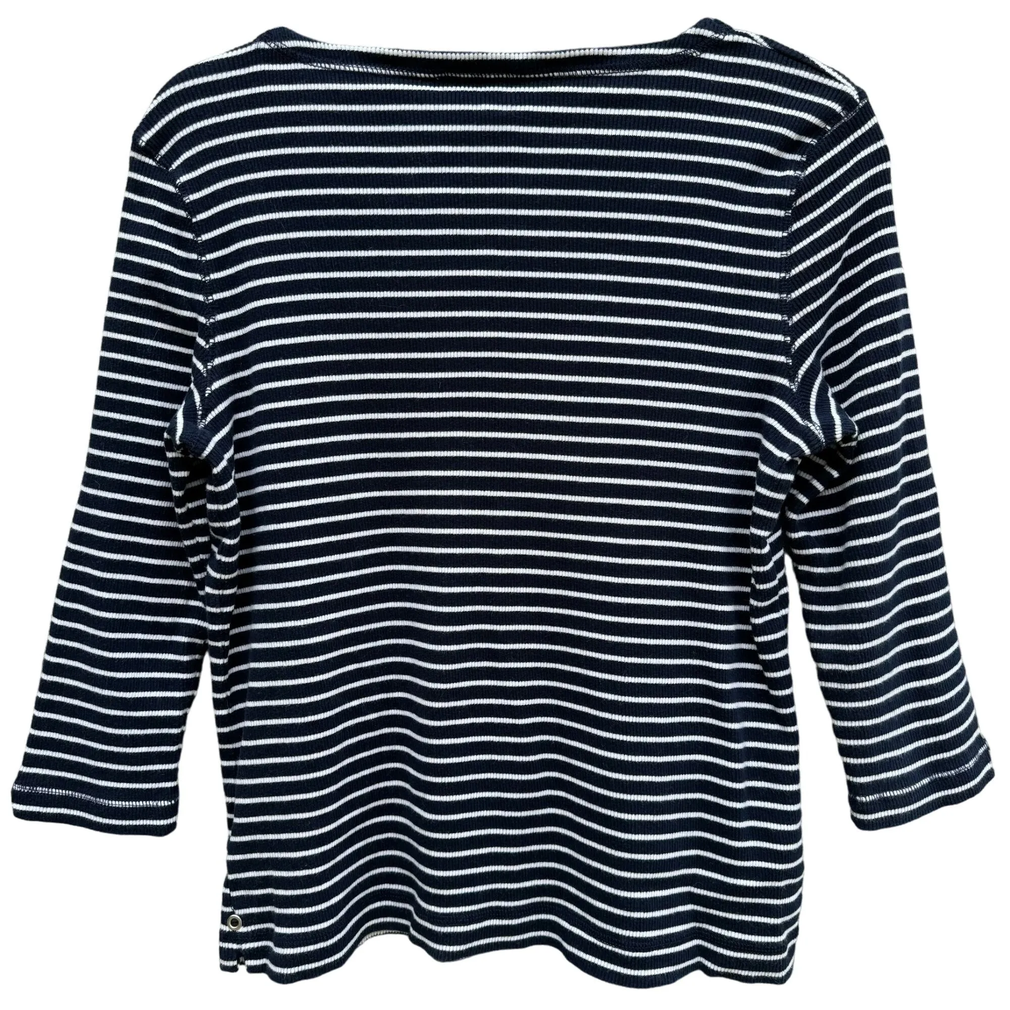 Jones New York Sport Womens Navy Boat Neck Striped 3/4 Sleeve Top Blouse Shirt L