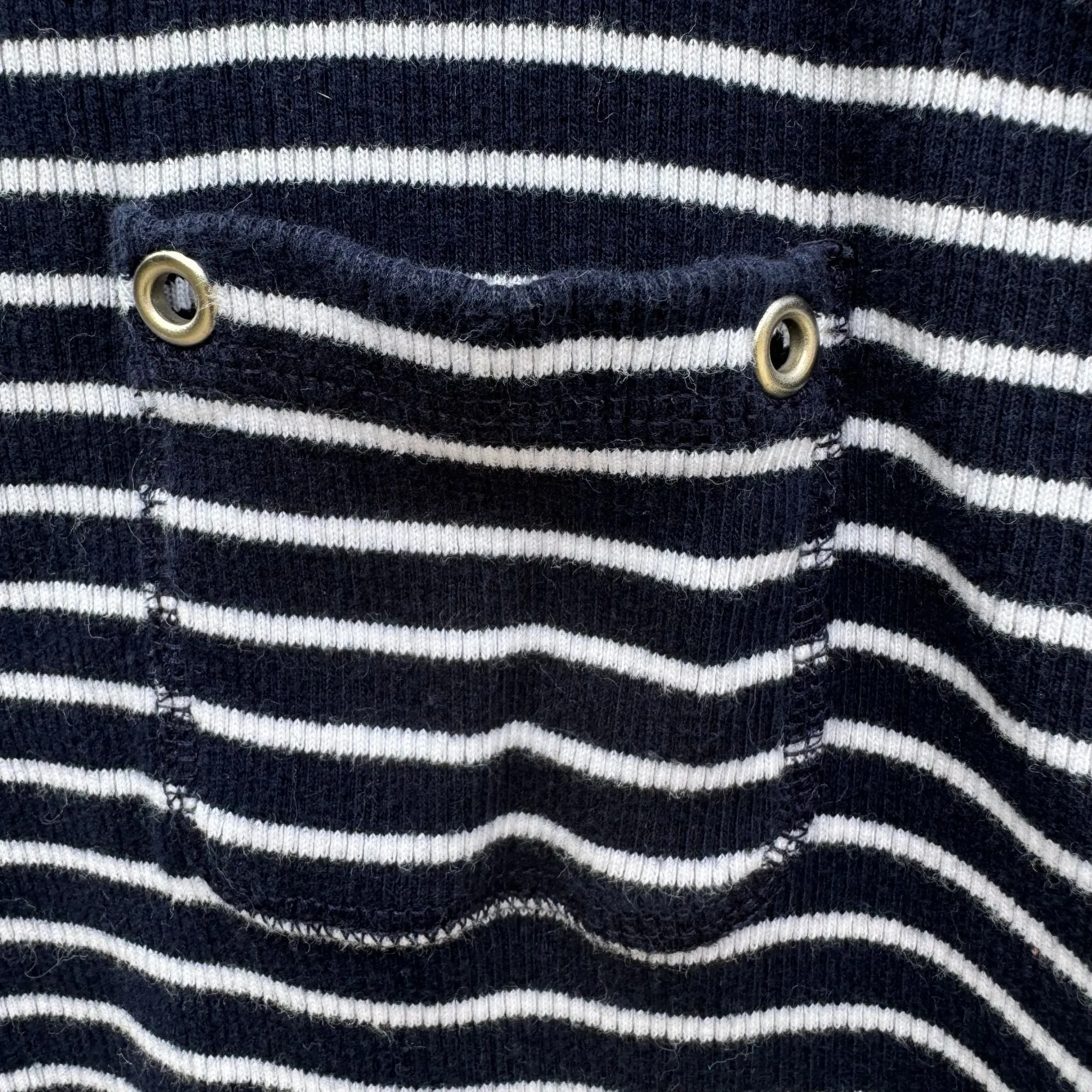 Jones New York Sport Womens Navy Boat Neck Striped 3/4 Sleeve Top Blouse Shirt L