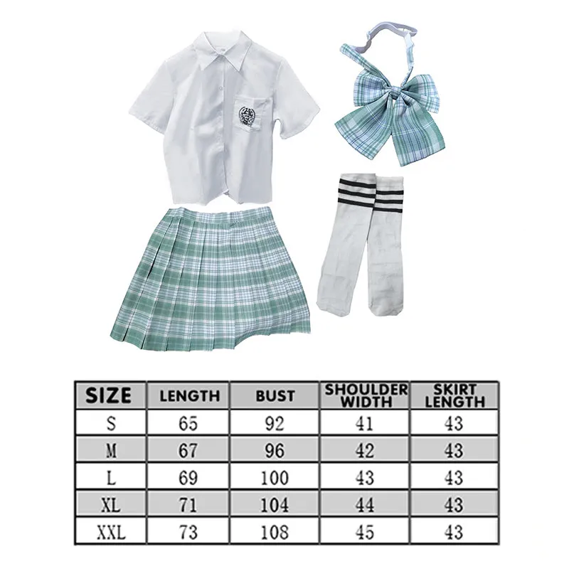 Light Green Plaid JK School Skirt Set