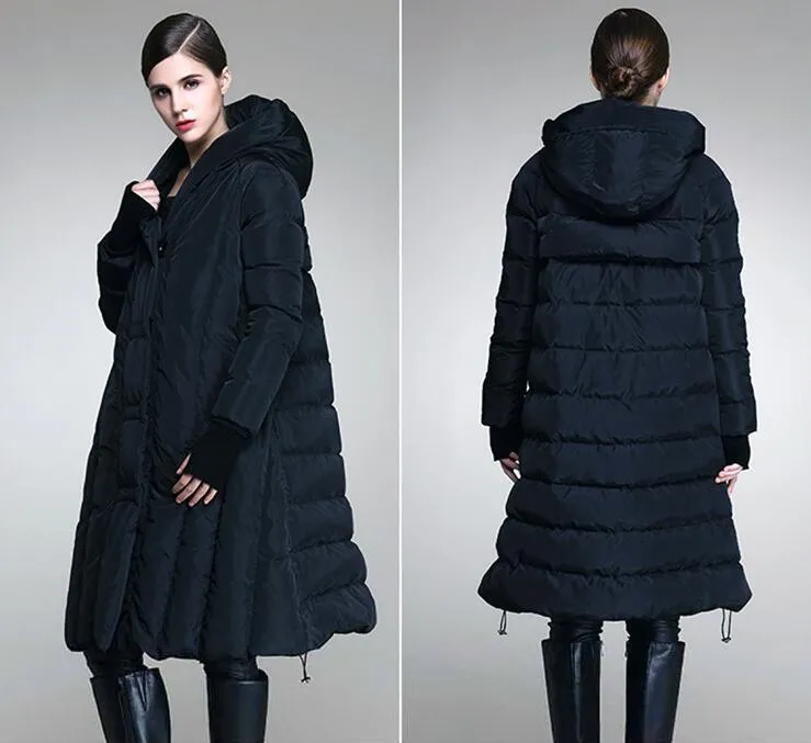 Loose Long Women Down Coat, Winter Loose Puffer Coat,90% Hooded Duck Down Jackets 5655