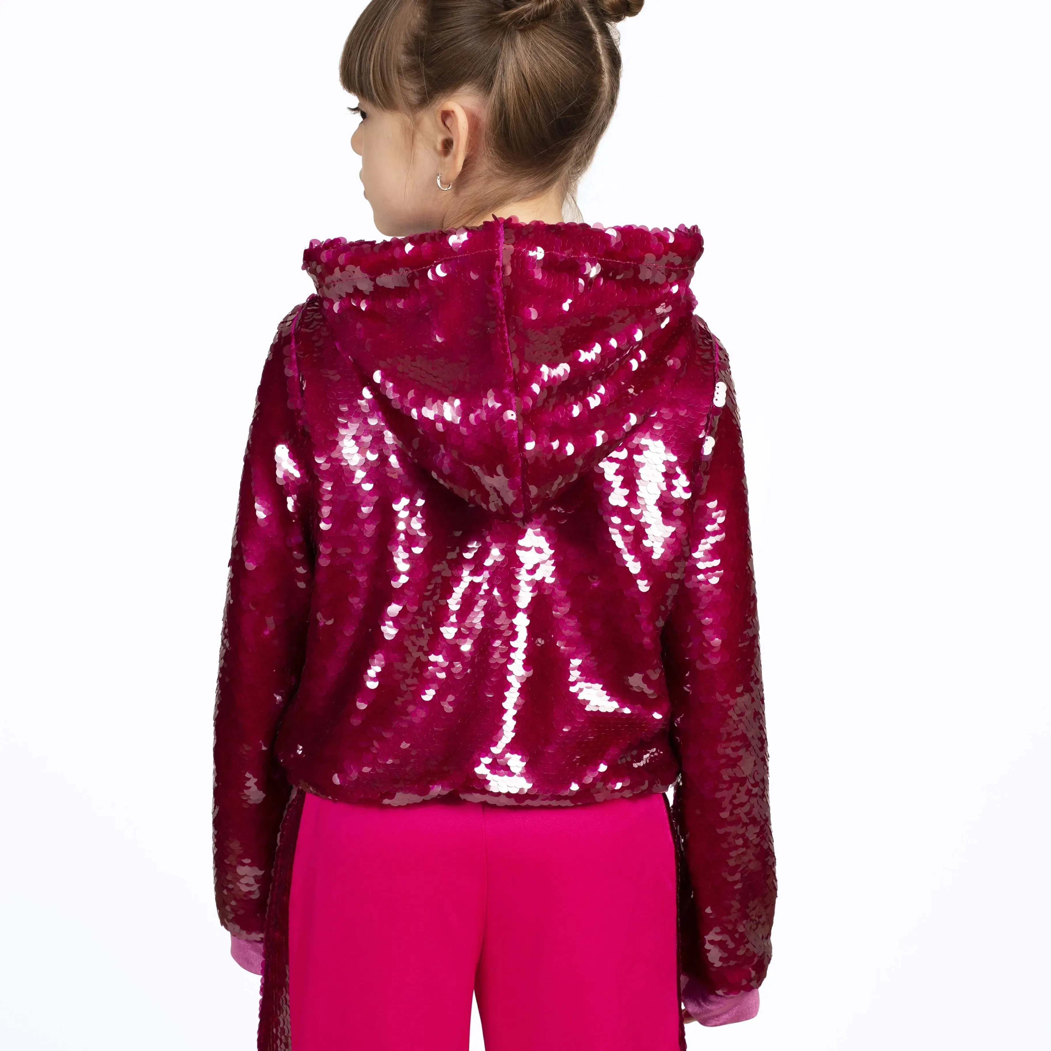 Magenta Oversized Sequin Hoodie with Velvet Lining