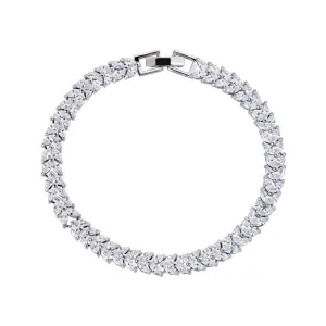 Marquise and Pear Cut Cubic Zirconia Tennis Bracelet for Women with White Diamond Cubic Zirconia