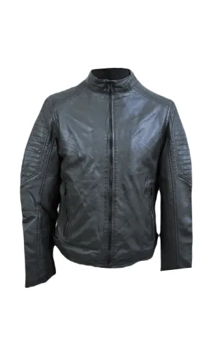 Mens Leather Jacket Olive Green Biker Style Handmade Real Lambskin Jacket - ELM38